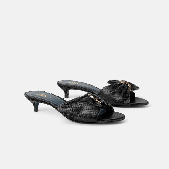 NWT Zara Textured Leather Blue Collection Sandals
